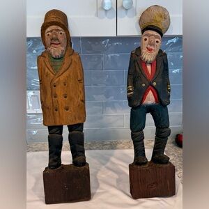 George Nathan Vtg Hand Carved Sea Captains, Pair, 23.5”